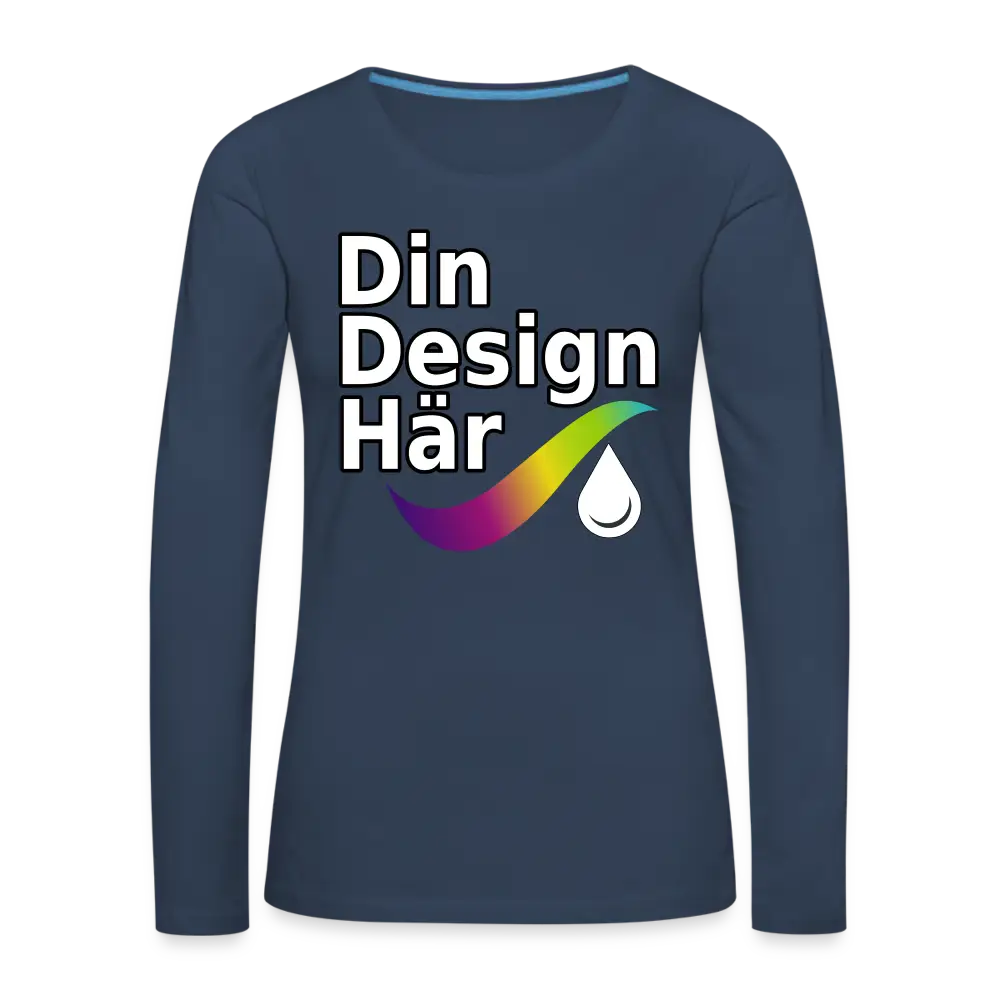 Designa Långärmad Premium-t-shirt Dam Marin / s - Designa Och Tryck Online