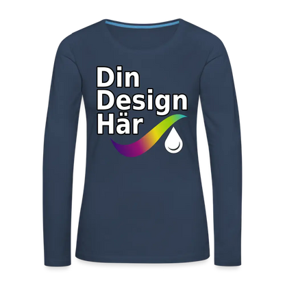 Designa Långärmad Premium-t-shirt Dam Marin / s - Designa Och Tryck Online