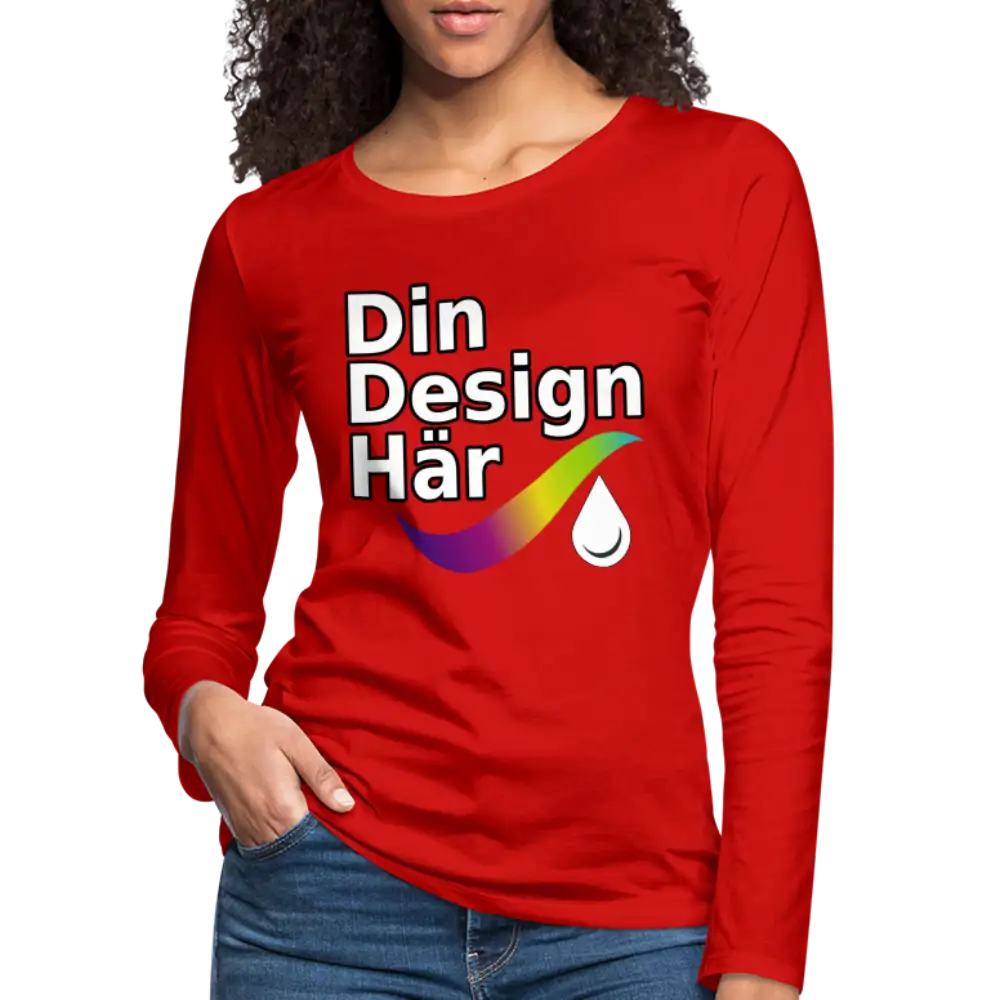 Designa Långärmad Premium-t-shirt Dam Röd / s - Designa Och Tryck Online