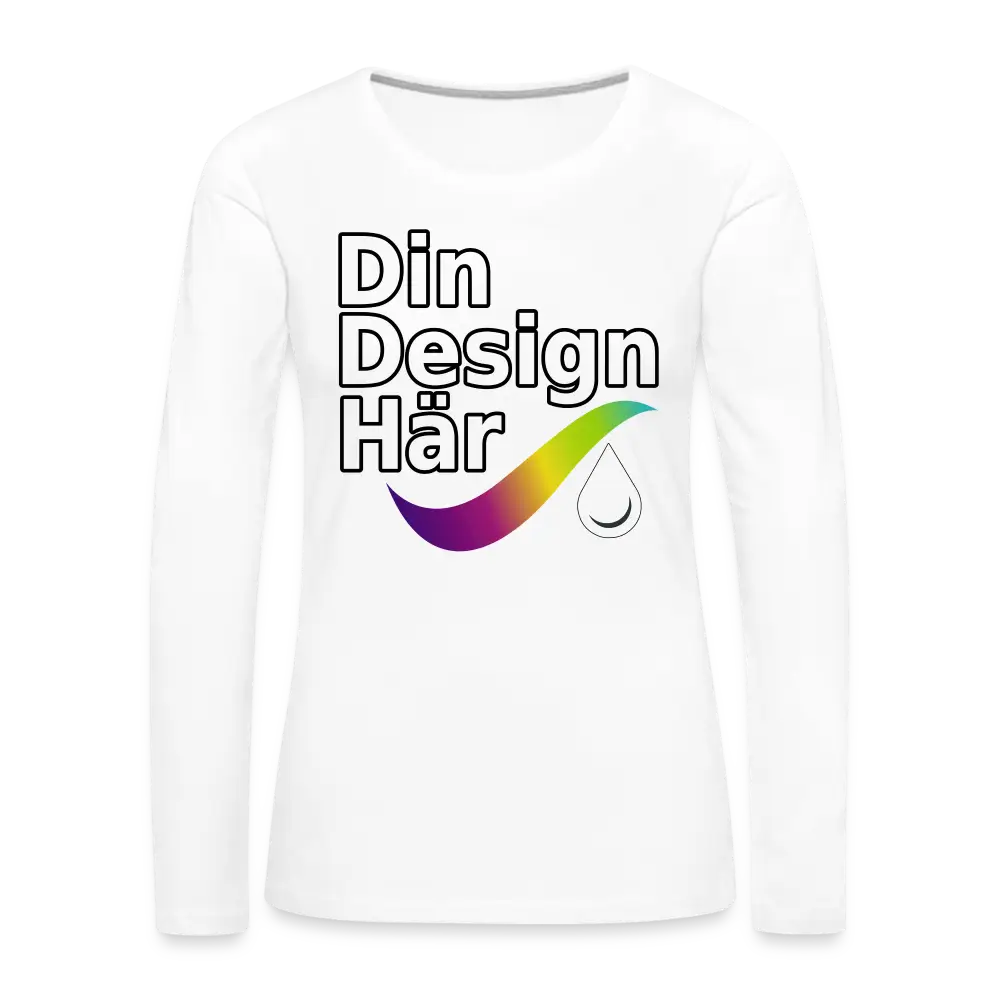 Designa Långärmad Premium-t-shirt Dam Vit / s - Designa Och Tryck Online