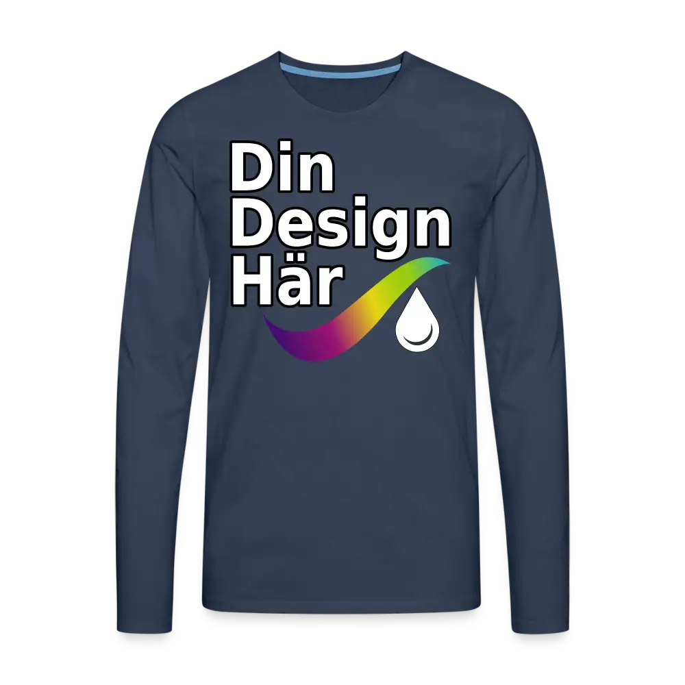 Designa Långärmad Premium-t-shirt Herr Marin / s - Designa Och Tryck Online