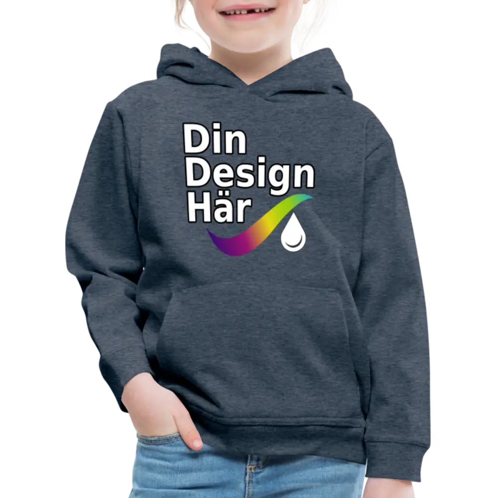 Designa Premium-luvtröja Barn Ljung Denim / 98/104 (3-4 Years) - Designa Och Tryck Online