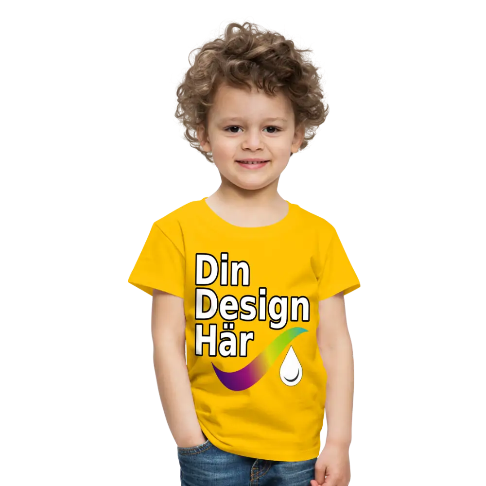 Designa Premium-t-shirt Barn Solgul / 98/104 (2 Years) - Designa Och Tryck Online