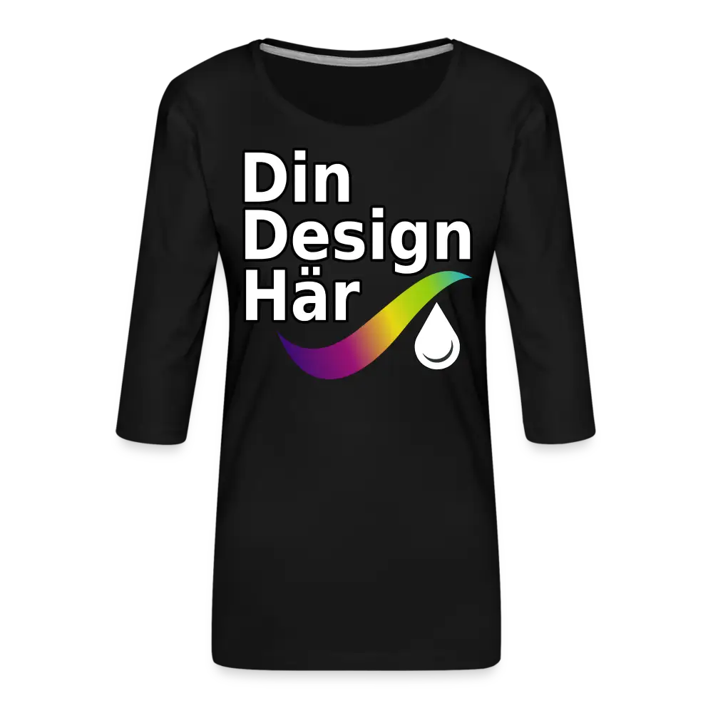 Designa Premium-t-shirt Med 3/4-ärm Dam Svart / s - Designa Och Tryck Online