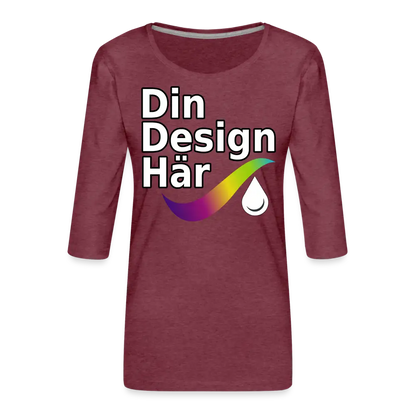 Designa Premium-t-shirt Med 3/4-ärm Dam Ljung Vinröd / s - Designa Och Tryck Online