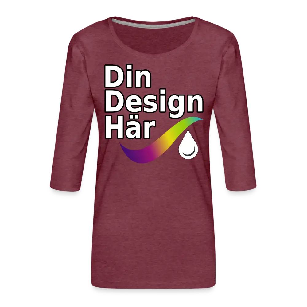 Premium-t-shirt Med 3/4-ärm Dam - Heather Burgundy / s