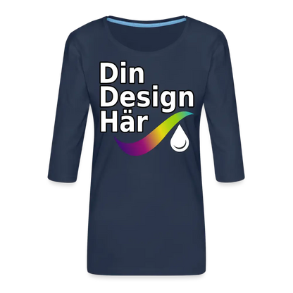 Designa Premium-t-shirt Med 3/4-ärm Dam Marin / s - Designa Och Tryck Online