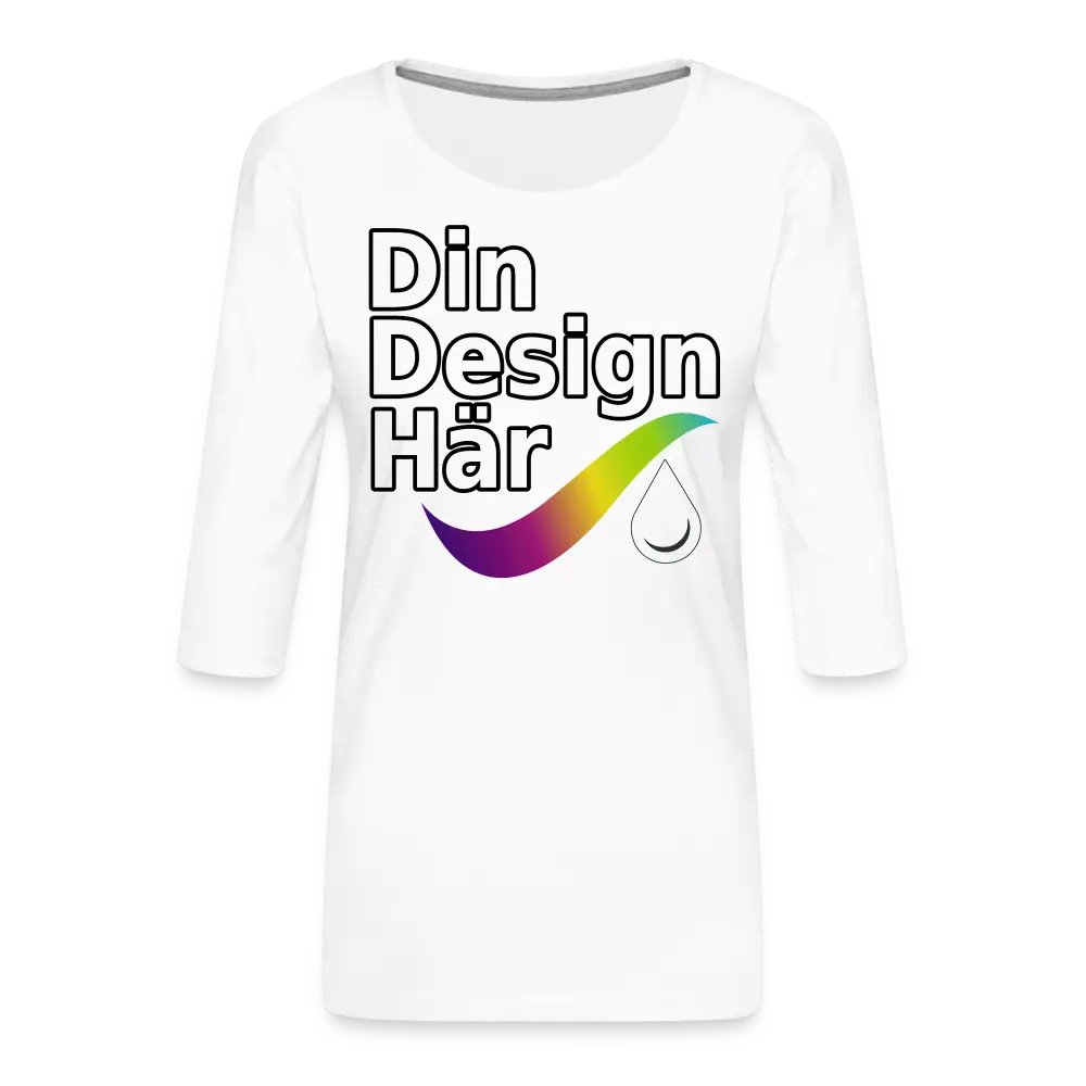 Designa Premium-t-shirt Med 3/4-ärm Dam Vit / s - Designa Och Tryck Online