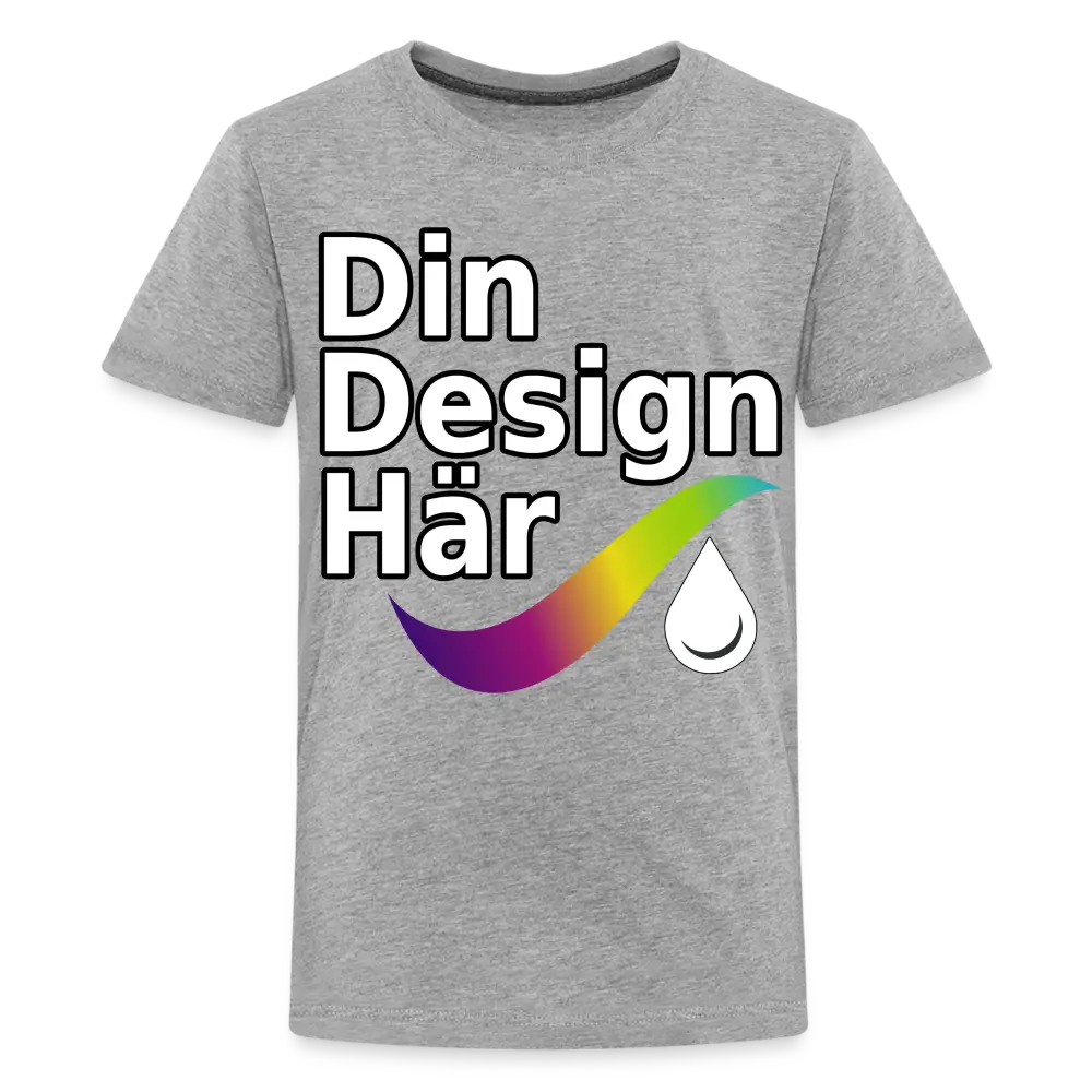 Designa Premium-t-shirt Tonåring Gråmelerad / 146/152 (10 Years) - Designa Och Tryck Online