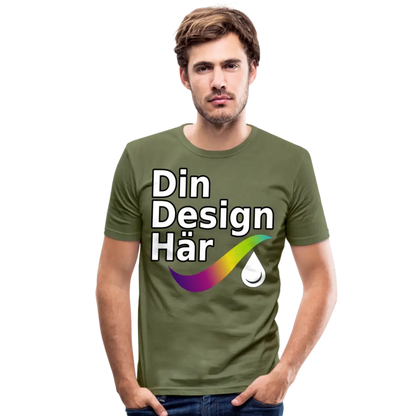 Designa Slim Fit T-shirt Herr Khaki Grön / s - Designa Och Tryck Online