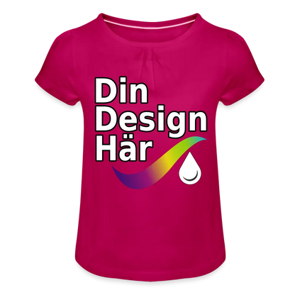 Designa T-shirt Med Rynkning Flicka Fuchsia / 2 Years - Designa Och Tryck Online