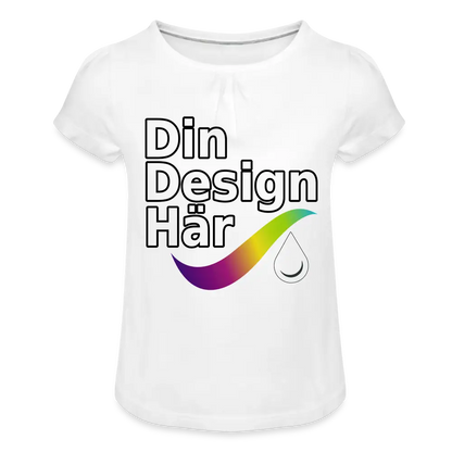 Designa T-shirt Med Rynkning Flicka Vit / 2 Years - Designa Och Tryck Online