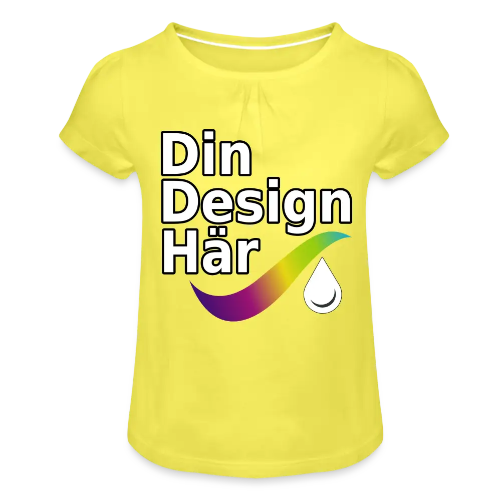 Designa T-shirt Med Rynkning Flicka Gul / 2 Years - Designa Och Tryck Online
