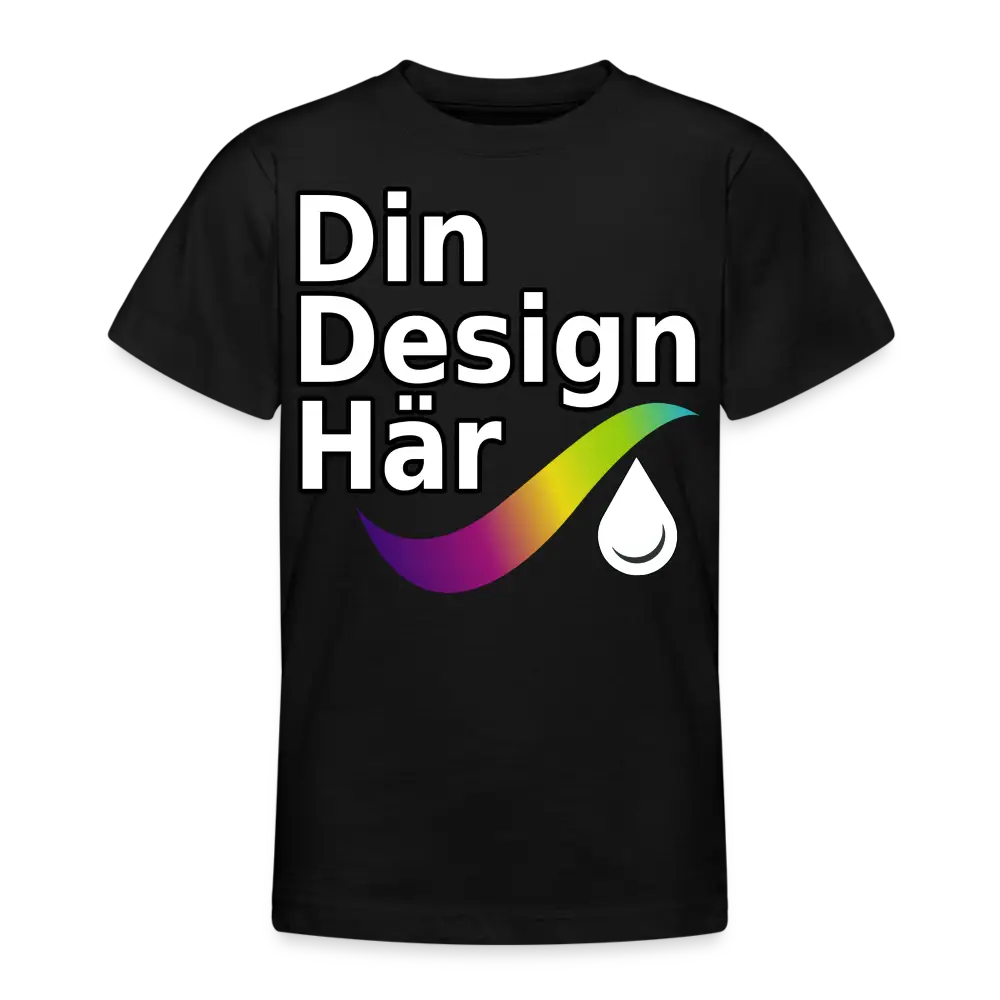 Designa T-shirt Tonåring Svart / 134/146 (9-11 Years) - Designa Och Tryck Online