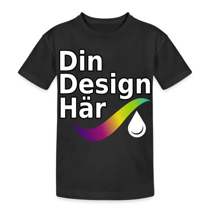 Designa Tung Bomulls-t-shirt Barn Svart / Xs (140/152) - Designa Och Tryck Online