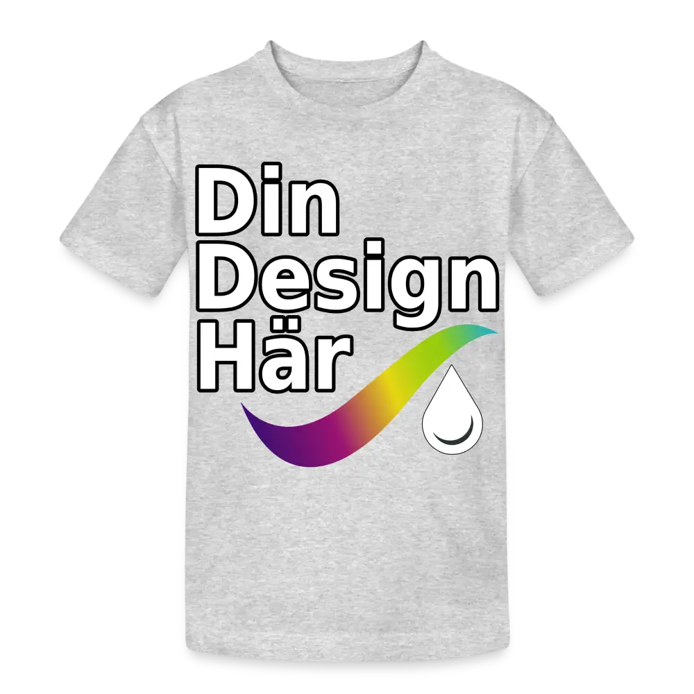 Designa Tung Bomulls-t-shirt Barn Gråmelerad / Xs (140/152) - Designa Och Tryck Online