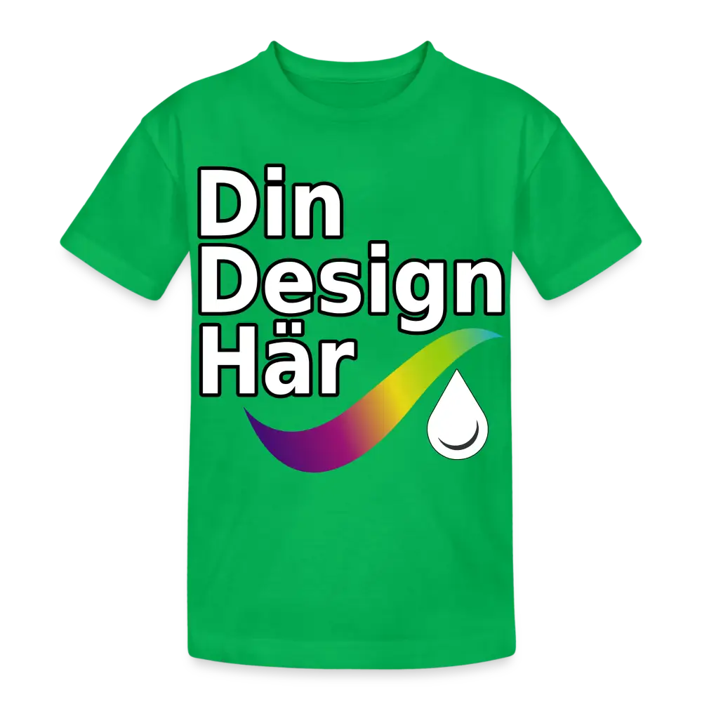 Designa Tung Bomulls-t-shirt Barn Kelly Grön / Xs (140/152) - Designa Och Tryck Online