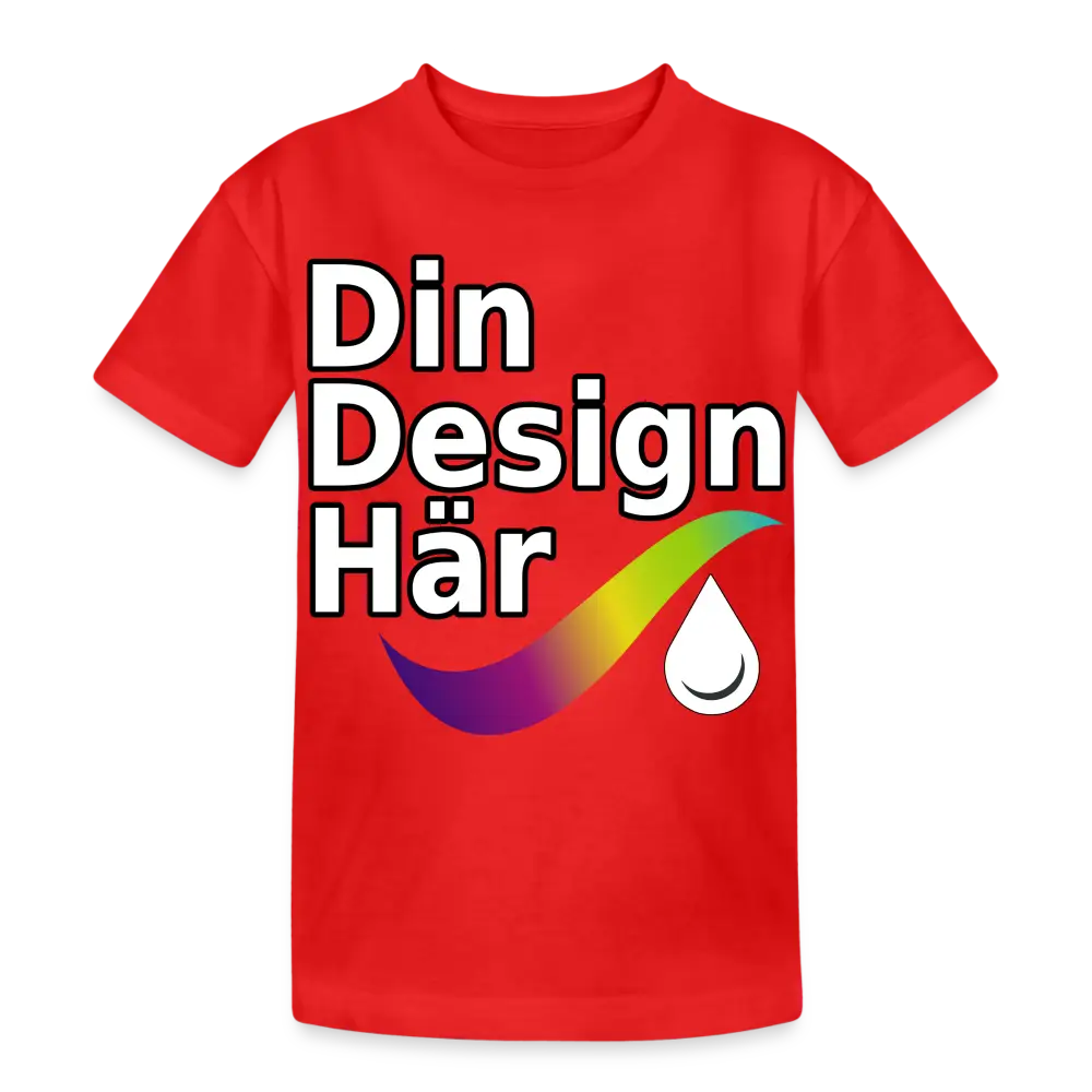 Designa Tung Bomulls-t-shirt Barn Röd / Xs (140/152) - Designa Och Tryck Online