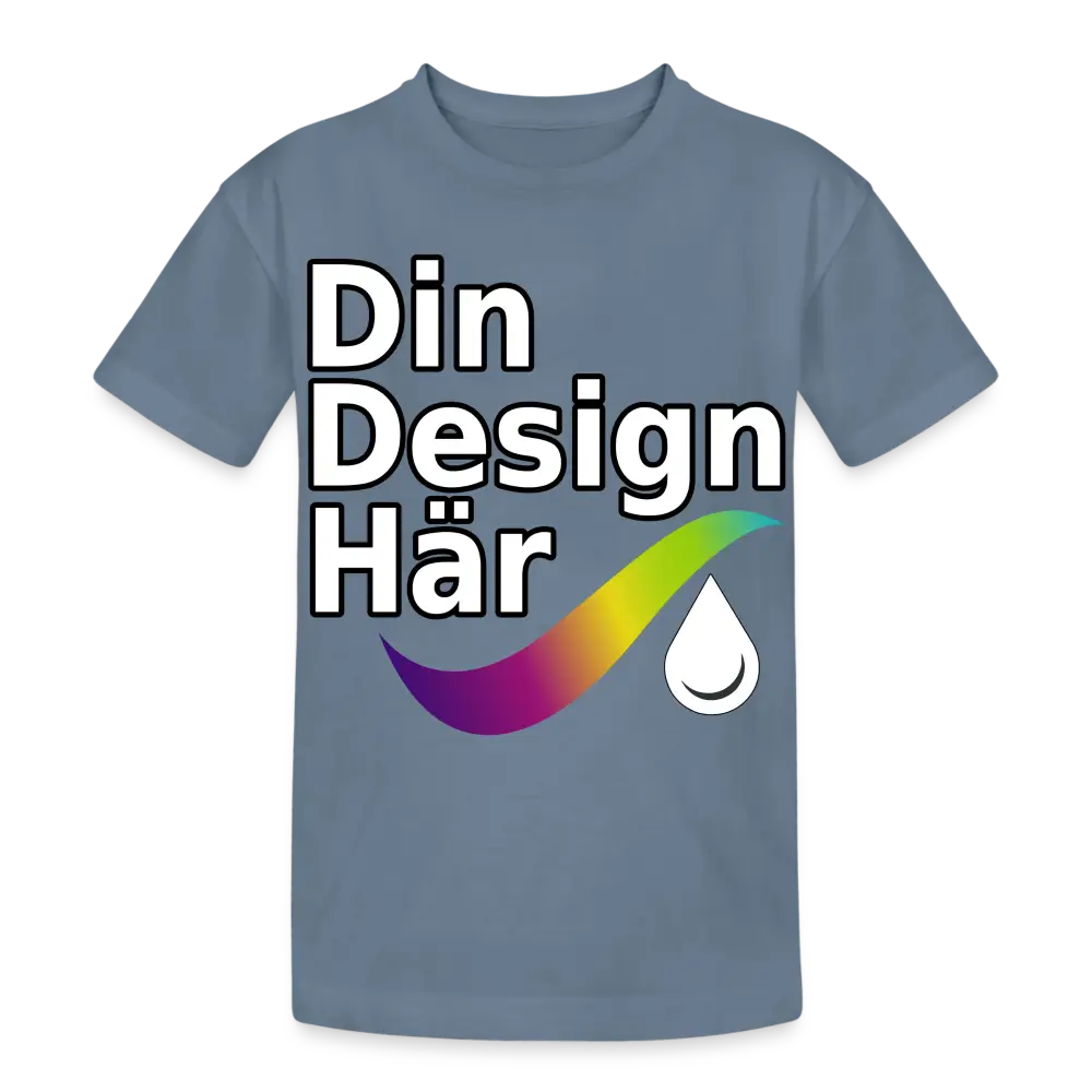 Designa Tung Bomulls-t-shirt Barn Stålblå / Xs (140/152) - Designa Och Tryck Online