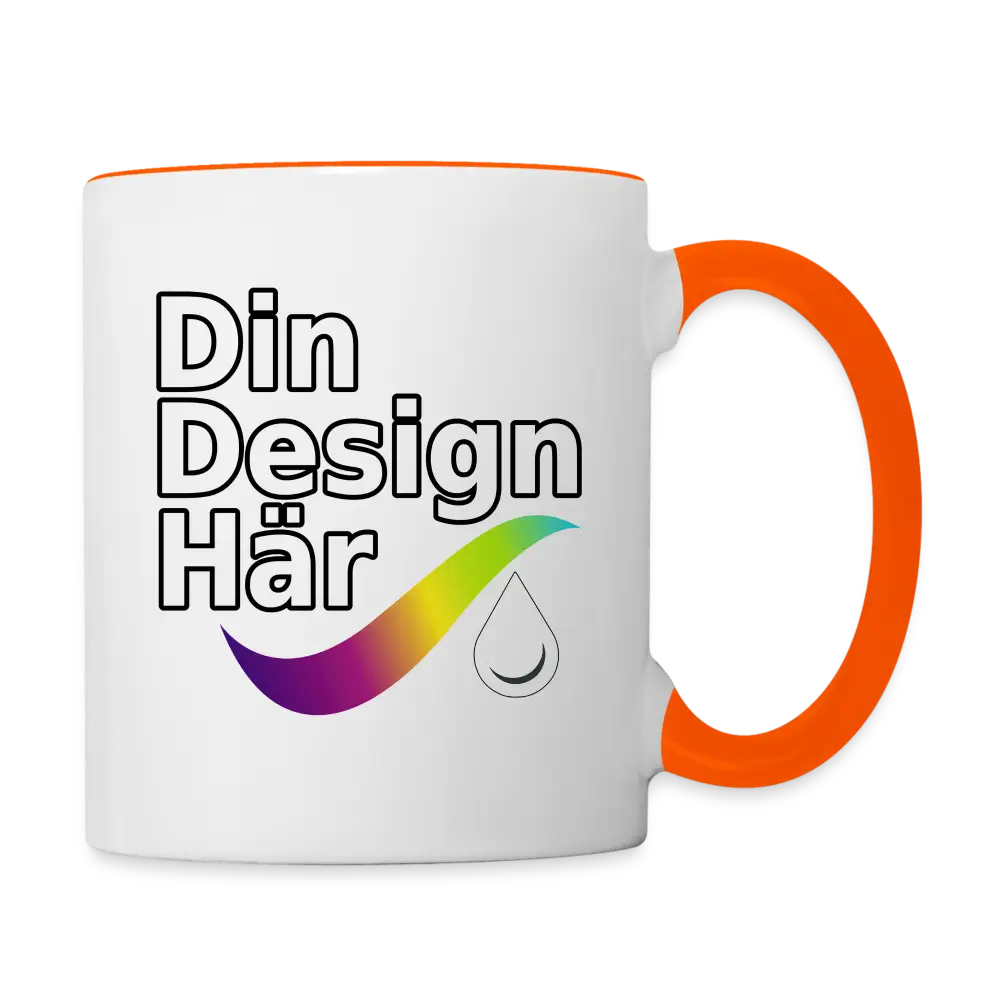 Designa Tvåfärgad Mugg Vit/orange - Designa Och Tryck Online