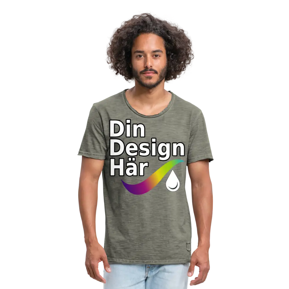 Designa Vintage-t-shirt Herr Vintage Kaki / s - Designa Och Tryck Online