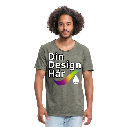Designa Vintage-t-shirt Herr Vintage Kaki / s - Designa Och Tryck Online